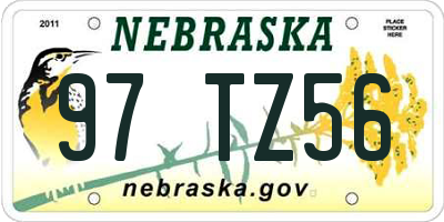 NE license plate 97TZ56
