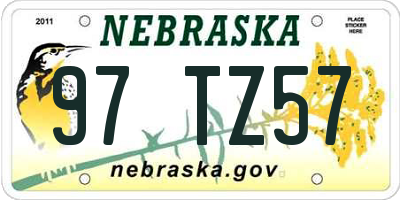 NE license plate 97TZ57