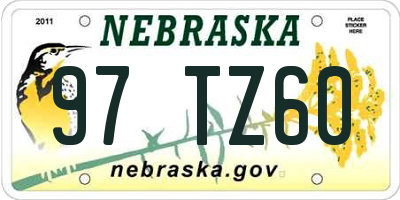 NE license plate 97TZ60