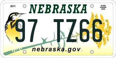 NE license plate 97TZ66