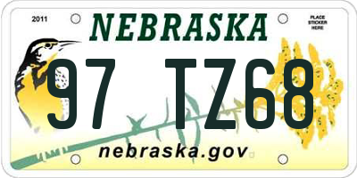 NE license plate 97TZ68