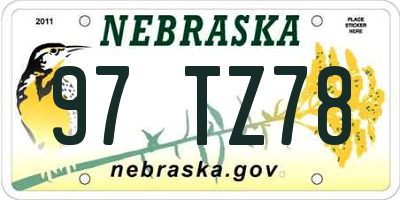NE license plate 97TZ78