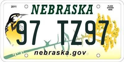 NE license plate 97TZ97