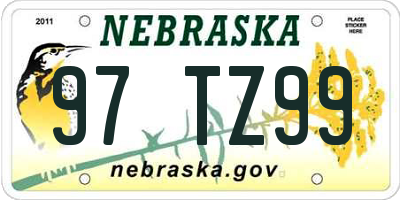NE license plate 97TZ99