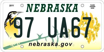 NE license plate 97UA67