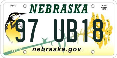 NE license plate 97UB18