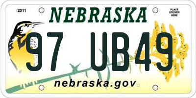 NE license plate 97UB49