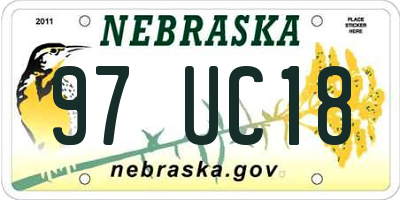 NE license plate 97UC18
