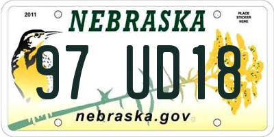 NE license plate 97UD18