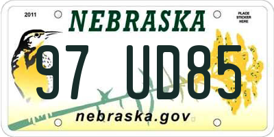 NE license plate 97UD85