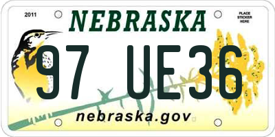 NE license plate 97UE36