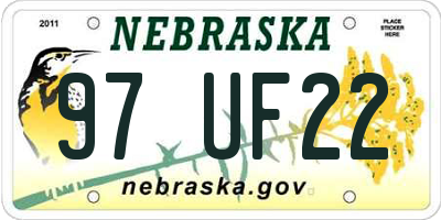NE license plate 97UF22