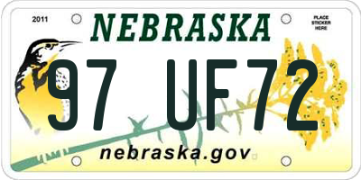 NE license plate 97UF72