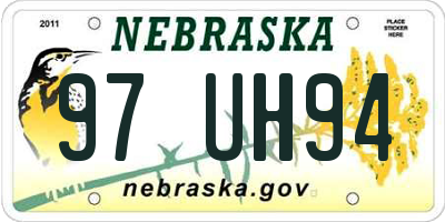 NE license plate 97UH94