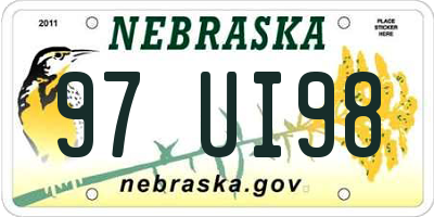 NE license plate 97UI98