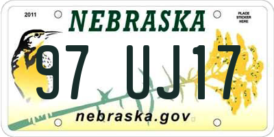 NE license plate 97UJ17