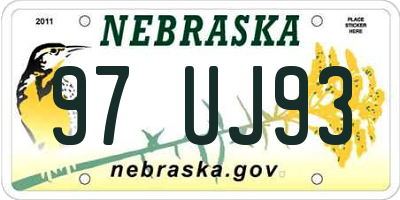 NE license plate 97UJ93