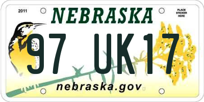 NE license plate 97UK17