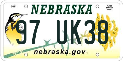 NE license plate 97UK38