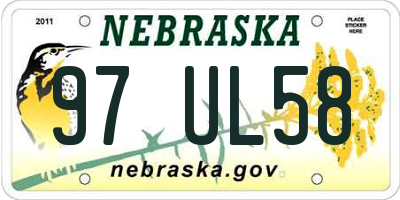 NE license plate 97UL58