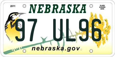 NE license plate 97UL96