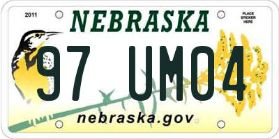 NE license plate 97UM04