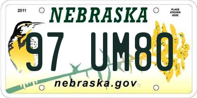 NE license plate 97UM80