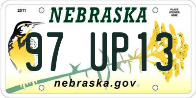 NE license plate 97UP13