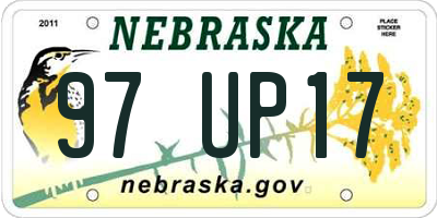 NE license plate 97UP17
