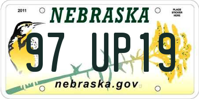 NE license plate 97UP19