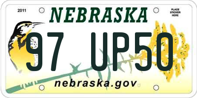 NE license plate 97UP50
