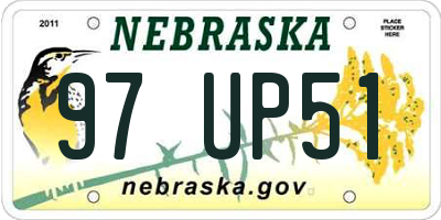 NE license plate 97UP51