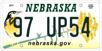 NE license plate 97UP54