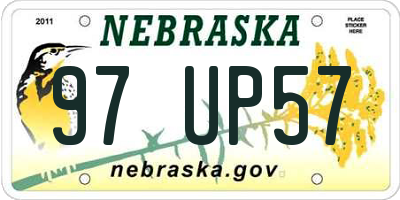 NE license plate 97UP57