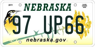 NE license plate 97UP66
