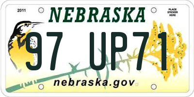 NE license plate 97UP71