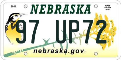 NE license plate 97UP72
