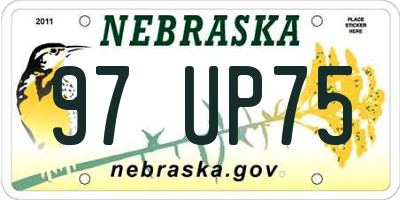 NE license plate 97UP75