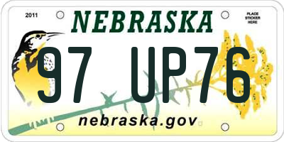 NE license plate 97UP76