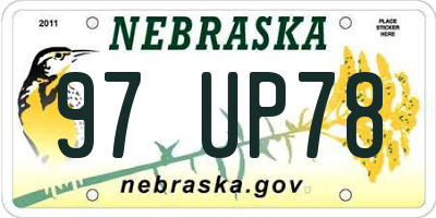 NE license plate 97UP78