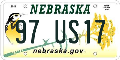 NE license plate 97US17