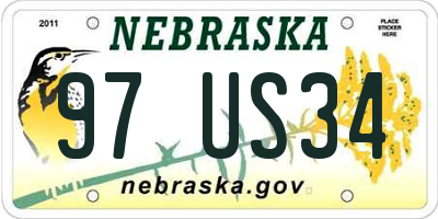 NE license plate 97US34