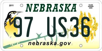 NE license plate 97US36