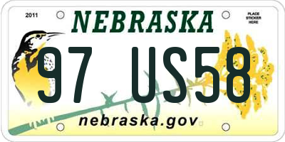 NE license plate 97US58