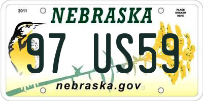 NE license plate 97US59