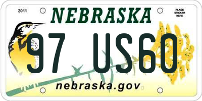 NE license plate 97US60