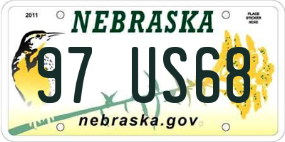 NE license plate 97US68
