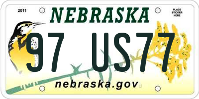 NE license plate 97US77