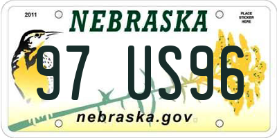 NE license plate 97US96