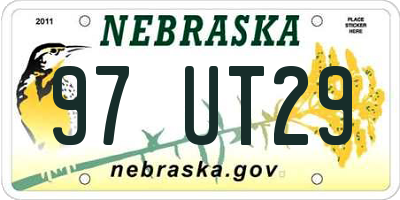 NE license plate 97UT29